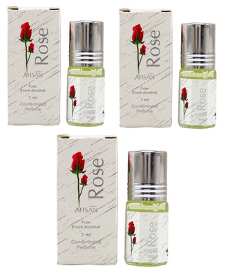 Ahsan Rose Attar 3 ml with long lasting fragrance for mood enhancement Pack of 3
