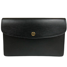 Auth Louis Vuitton Montaigne 27 Clutch Bag Epi Noir Pouch M52652 VI0970