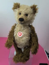13” Mohair Steiff Teddy Bear Mohair Classic Cappuccino Brown Jointed  #Sx