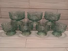Vintage Anchor Hocking Lido Milano Aqua Blue Set of 7 SUNDAE Footed GLASSES Lot