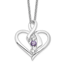 10K White Gold Rhodium-plated Clear Purple Topaz Heather Necklace