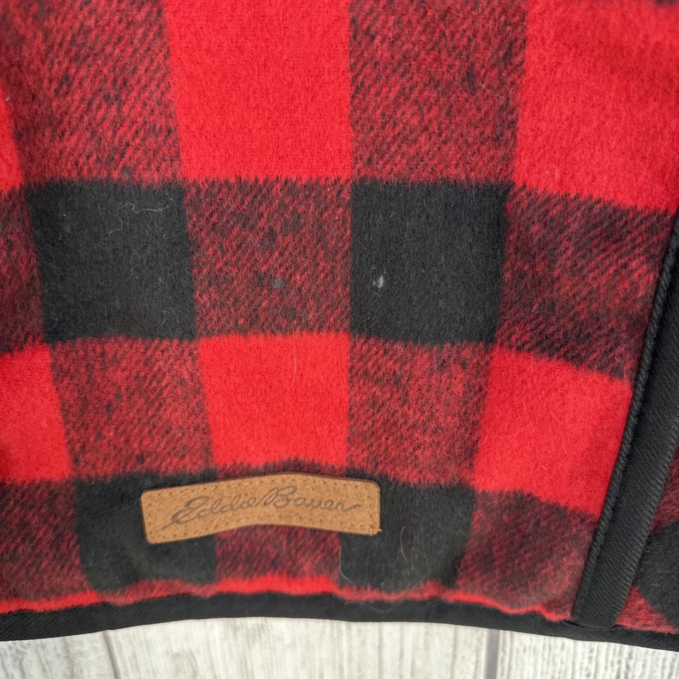 Eddie Bauer Dog Coat Large Buffalo Plaid Black/Red Fleece Lined Jacket 35-65lb - Image 2 of 4