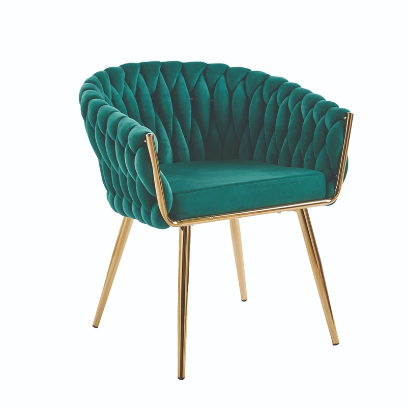 Poltroncina in Velluto Verde con Gambe Oro Poltrona Seduta Tessuto Microfibra