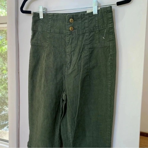 NWT Free People We The Free Jayde Cord Flare Jeans Denim Kelp Green Sz 25 - Picture 7 of 11