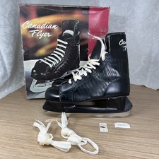 Vintage Canadian Flyer Hockey Skates Style 22ML Leather Black w/Box 11 Mens VG
