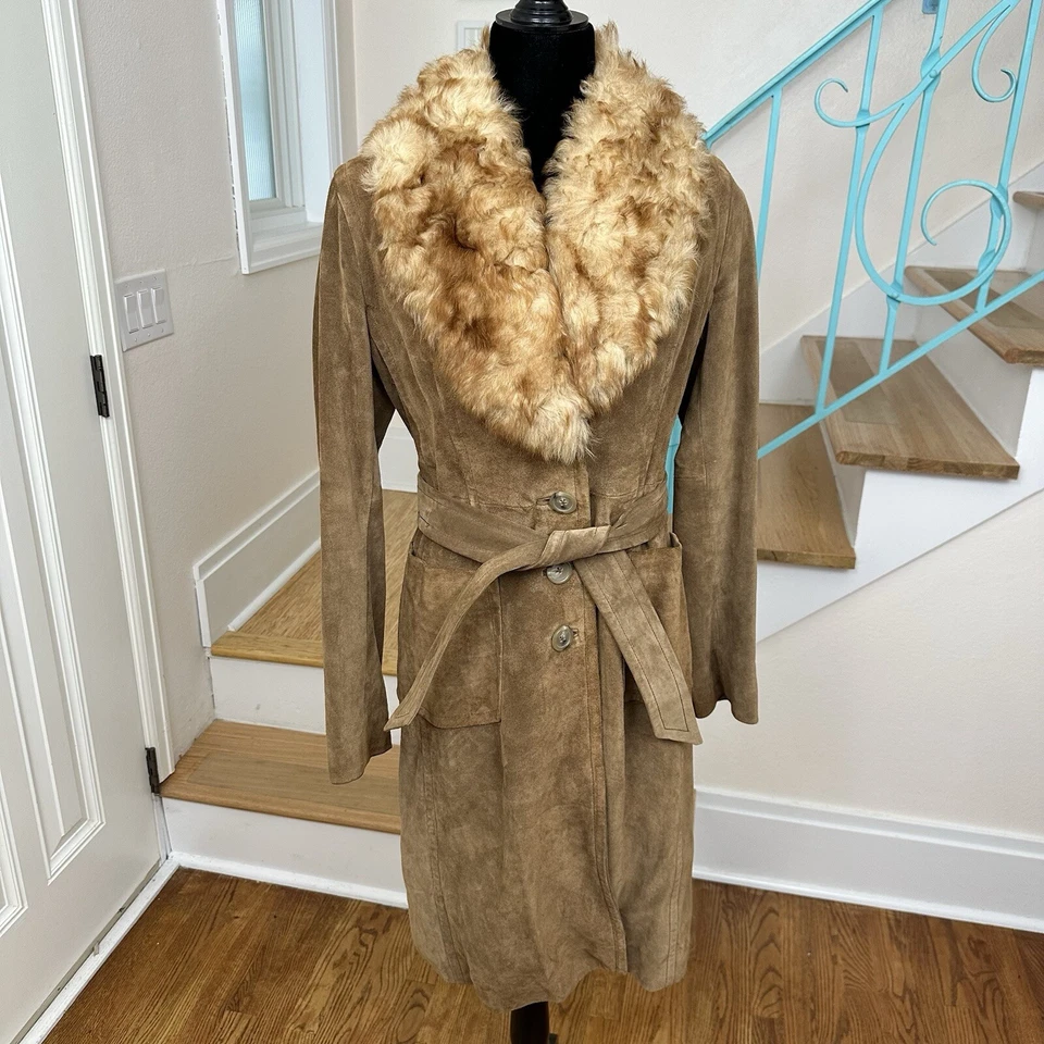 Trench coat de camurça Banana Republic com colarinho shearling - P