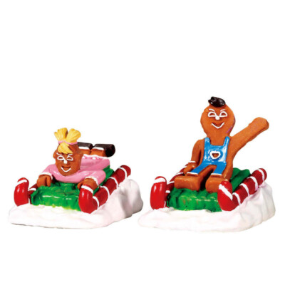 Lemax 2017 Sweet Sledding Sugar N Spice #62468 Gingerbread Boy Girl Candy Cane