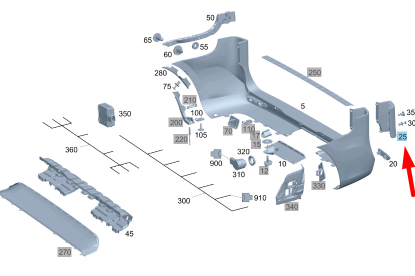 MB VITO W447 Heckstoßstange rechts untere Abdeckung  