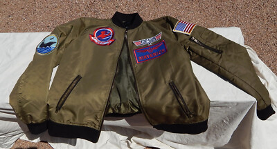 Topgun Maverick Child's Green Nylon Flight Jacket With Patches By Forever 21
