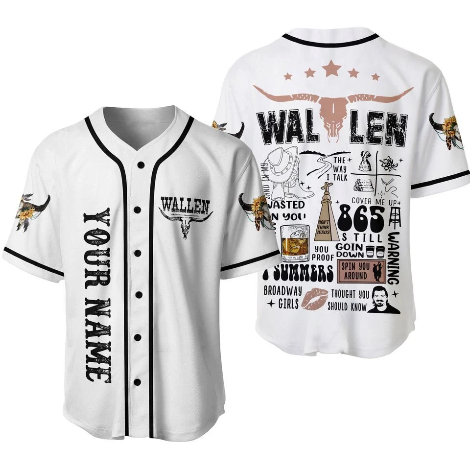 Personalized White Wallen Baseball Jersey Shirt, Custom Baseball Jersey Shirt