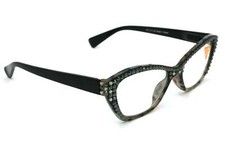 Jane, Bling Women Reading Glasses W Full Top Hematite, Black Diamond Genui