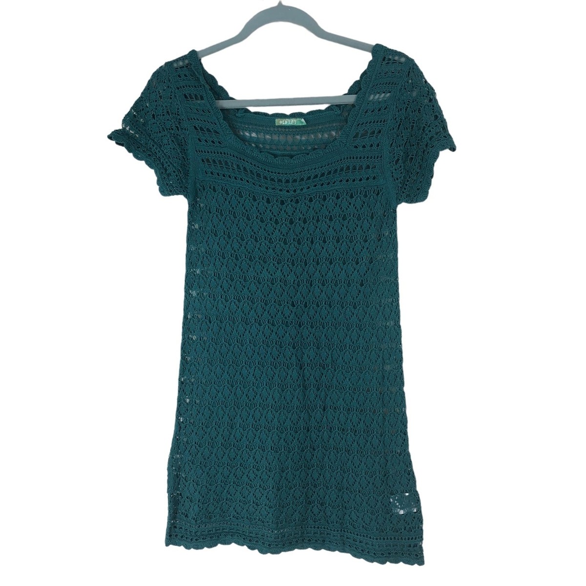 old navy crochet sleeve dress Boho Coquette Old Navy Dress 2X Brown Crochet Sleeves Summer Vacation Beach