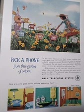 Bell Telephone System  1960 Print Ad  framed, unmatted. FLIPSIDE World Book Ency