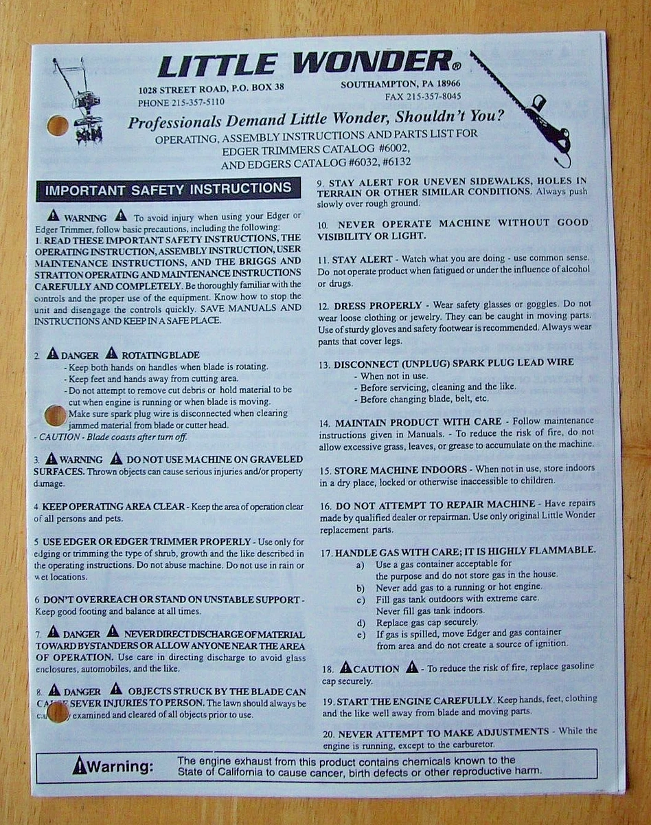 Little wonder edger manual online