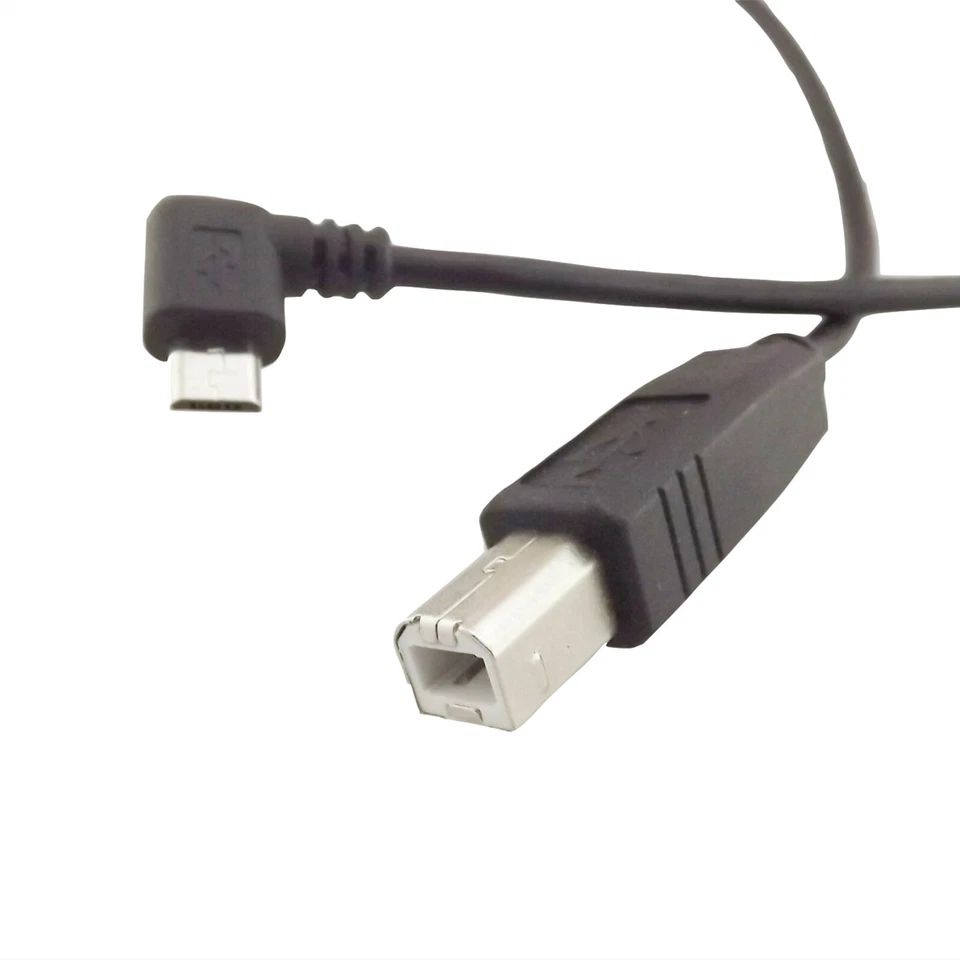 1x USB 2.0 B Male To USB Micro 5 Pin Male Plug Right Angled Adapter Cable 25cm - Image 2 of 4