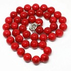 Gemstone Round Beads Necklace 18' 8mm Coral Red South Sea Pearl