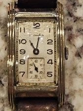 Vintage Tavannes Art Deco Watch Shock Gold Tone Clamshell Case Needs Service