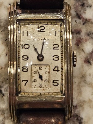 懐中時計レトロ　TAVANNESWATCHco Vintage Tavannes Art Deco Watch Shock Gold Tone Clamshell Case