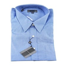 NWT Blue White HART SCHAFFNER MARX Long Sleeve Dress Shirt 16.5 - 34 100 Cotton