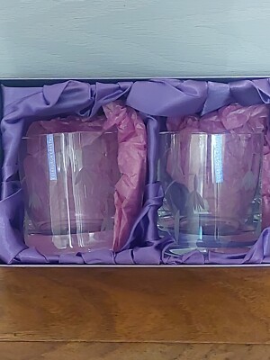 Paar Edinburgh Crystal Tain Muster 9 Unzen Whisky Becher mit Etiketten verpackt