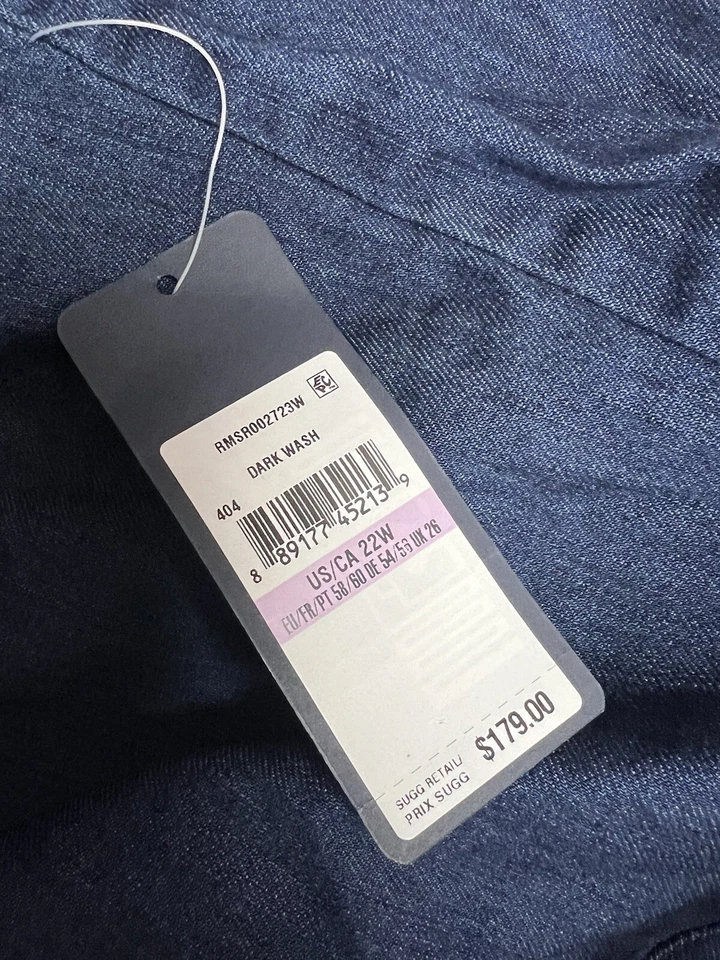 NUEVO CON ETIQUETAS $179 Mono Jean Rachel Roy Talla Grande 22W Denim Oscuro con Volantes Pierna Ancha Foto 4 de 4