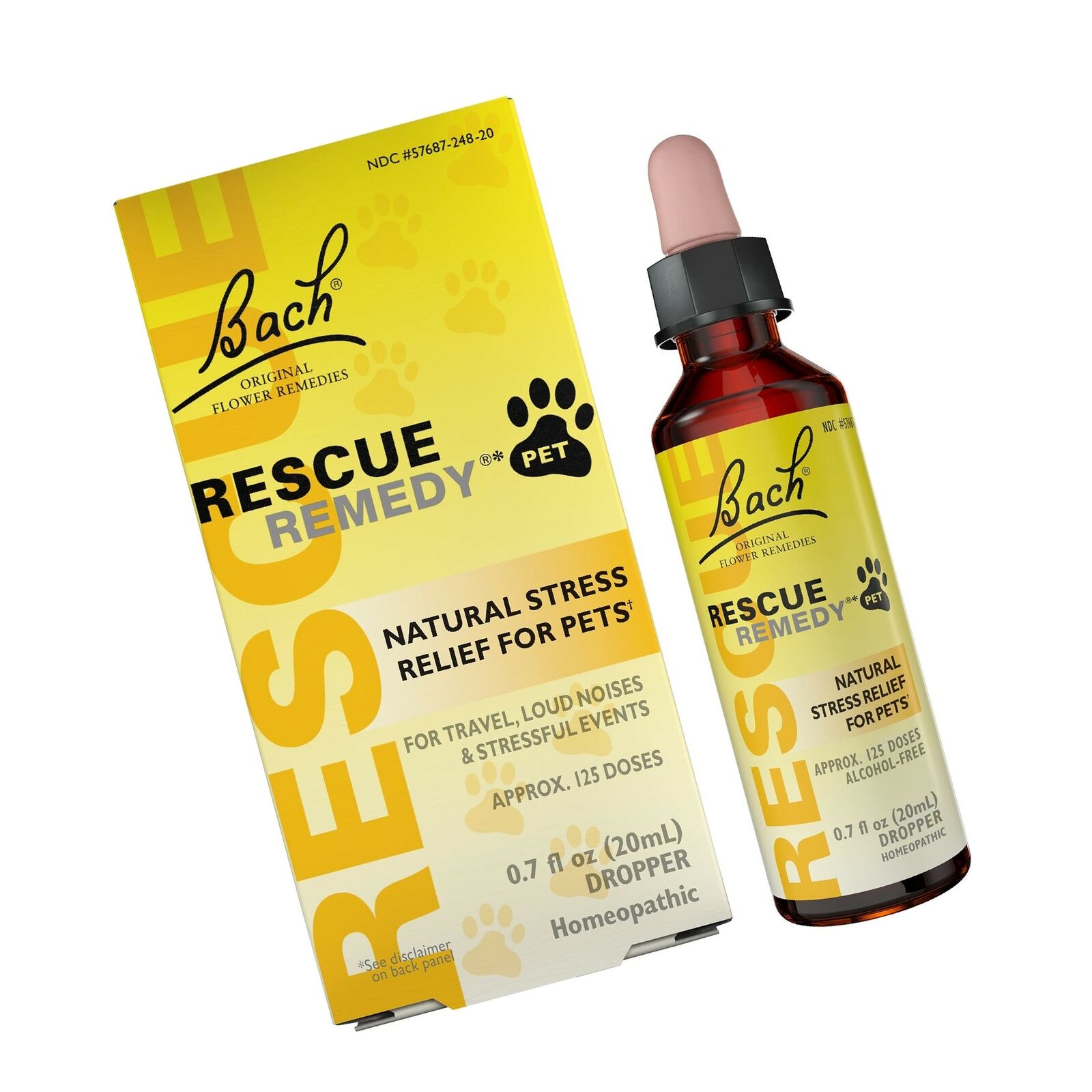 RESCUE Natural Homeopathic Stress Relief Drops for Pets 0.68 Fl Oz (Pack of 1)