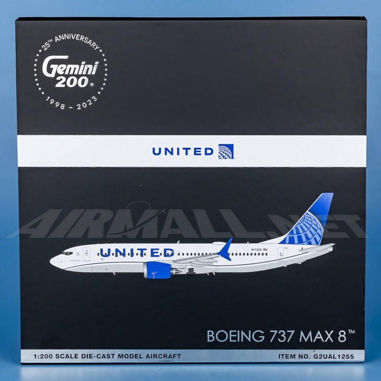 1:200 GeminiJets United Airlines Boeing 737 MAX8 Diecast Aircraft