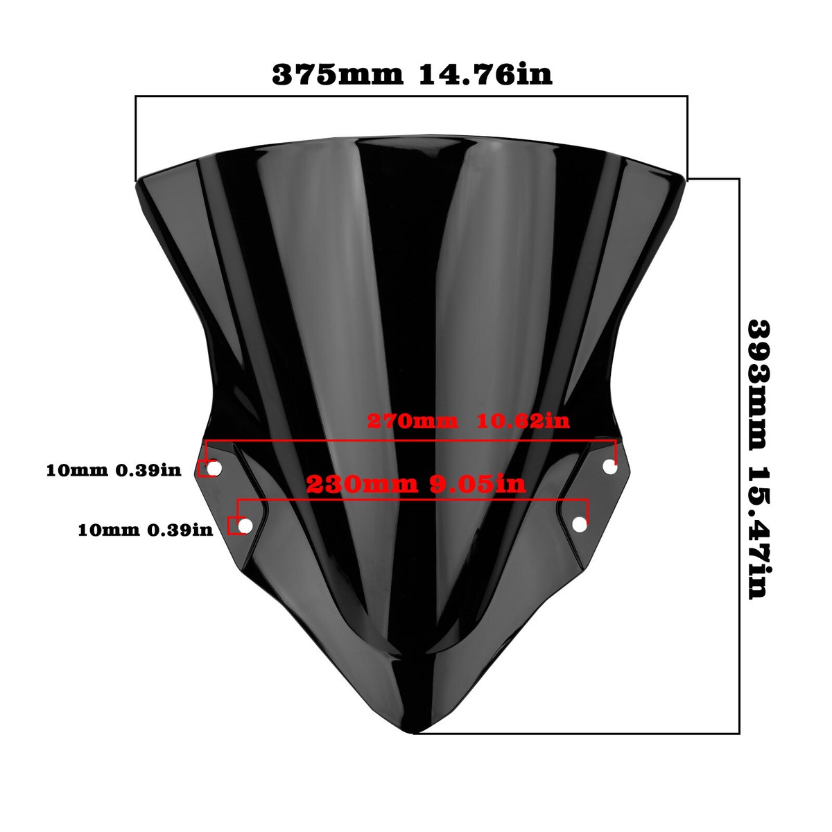 For Kawasaki Ninja 250 400 2018-2023 Black Windshield