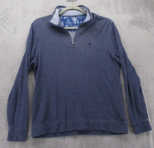 Izod Saltwater Sweatshirt Men's Large Blue White Color Blend Pullover 1/4 Zip