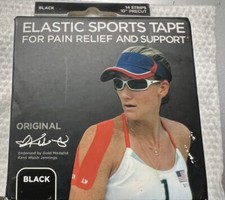 New KT Kinesiology Therapeutic Elastic Sports Tape Black 14 10" Strips