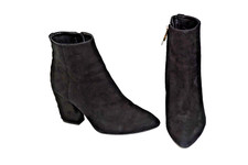 Karen Millen black studded fine suede zip up ankle boots UK 4. EU 37