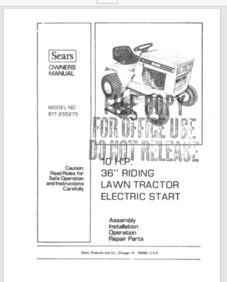 #ad #ad Sears 10 Horse power 30 inch Lawn Tractor Owner amp; Parts Manual model 917.255275 $19.95