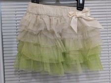 Girl's Youth Ombre Ivory To Lime Green Ruffled Tiered Skirt 1-2 years