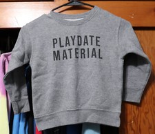 Short Stack Goods Pullover Sweatshirt "Playdate Material" Gray Youth XS Size 4