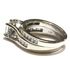 14k white gold 1.23ct princess diamond halo engagement ring wedding band 7.1g  — photo 4