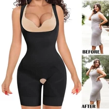 Women Compression Shapewear Mid Thigh Slimmer Crotchless Bodysuits US