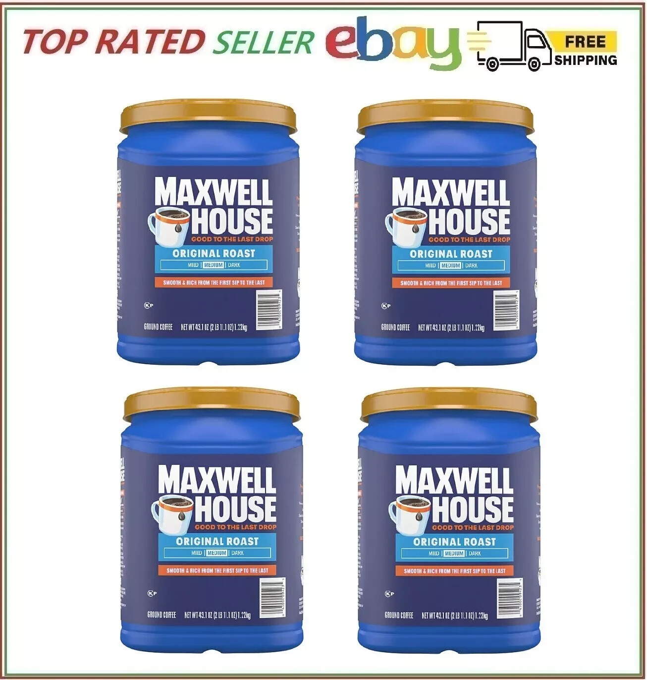 4 Pack - Maxwell House Original Roast Medium Ground Coffee, 