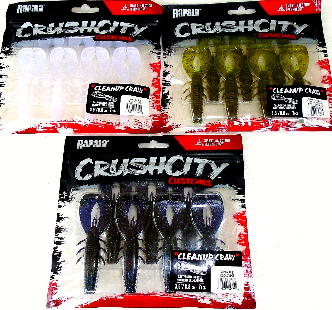 Rapala "Crush City" Cleanup Craws (Lot of 3-Packs-7 Per Pack-CC-3-03)
