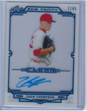ZACK THOMPSON 2019 LEAF TRINITY BASEBALL CLEAR ACETATE ON CARD ROOKIE AUTO /45