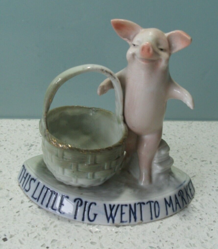 ANTIQUE PIG FAIRING - THIS LITTLE PIG WENT TO MARKET TRINKET DISH ORNAMENT - Picture 1 of 6