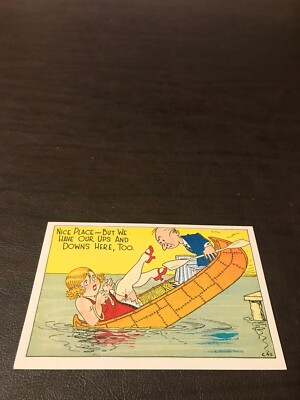 EARLY HUMOR UNPOSTED POSTCARD - NICE PLACE - BUT WE HAVE OUR UPS AND DOWNS HERE