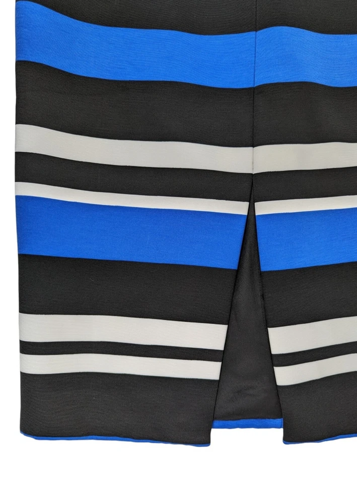 Blue Striped Skirt Knee Length, Finders Keepers Australia, Front Split, Size M - Image 2 of 4