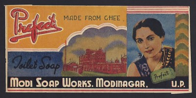 India Prefect Toilet Soap made from GHEE Modi Soap Works Modinagar packing label