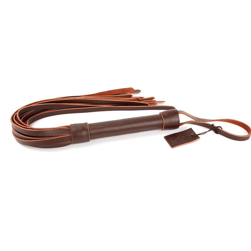 Brown Handmade Real Leather Whip Flogger Handle Restraint Couples Foreplay Game