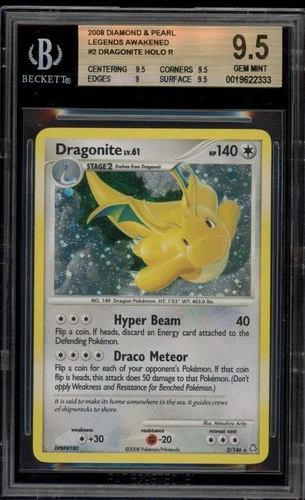 Pokemon Dragonite Legends Awakened Holo Rare #2 BGS 9.5 Gem Mint