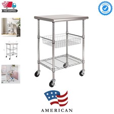 Commercial Work Table Island Utility Cart Prep Station, for Restaurant, Kitch...