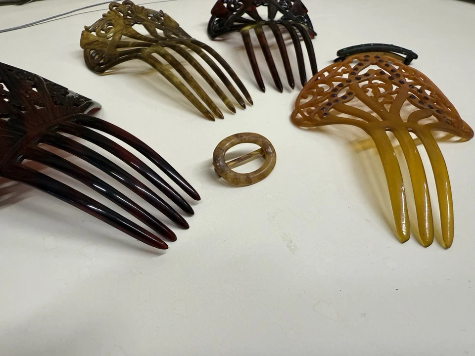 7 hermosos peines victorianos y art déco ¿Lucite? ¿Baquelita? Maravilloso Foto 3 de 4