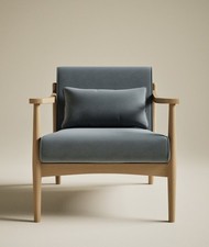 Marks & Spencer Sherwood Light Oak Velvet Accent Chair Dusty Blue, £299