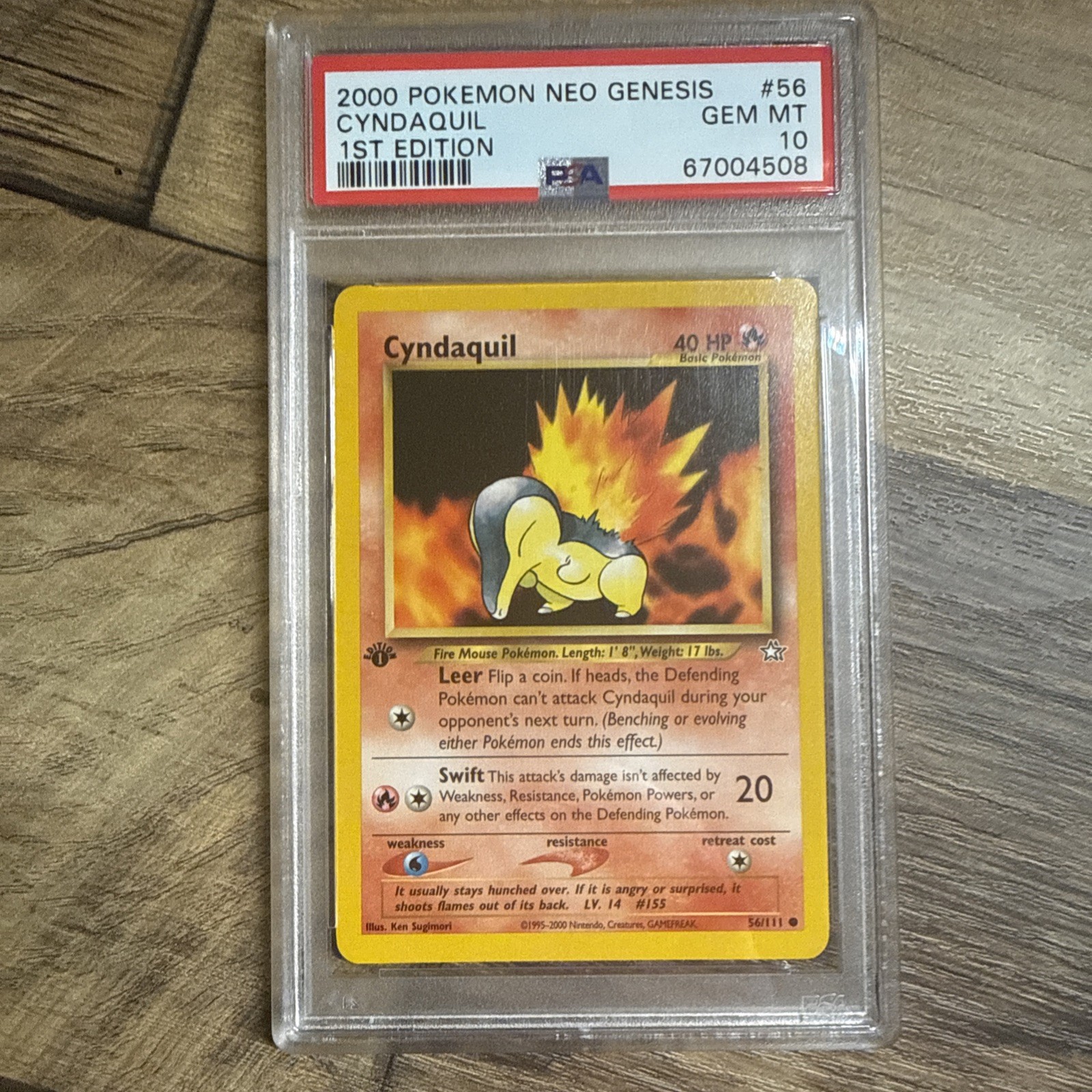 Cyndaquil 56/111 Pokemon Neo Genesis 1st Edition PSA 10