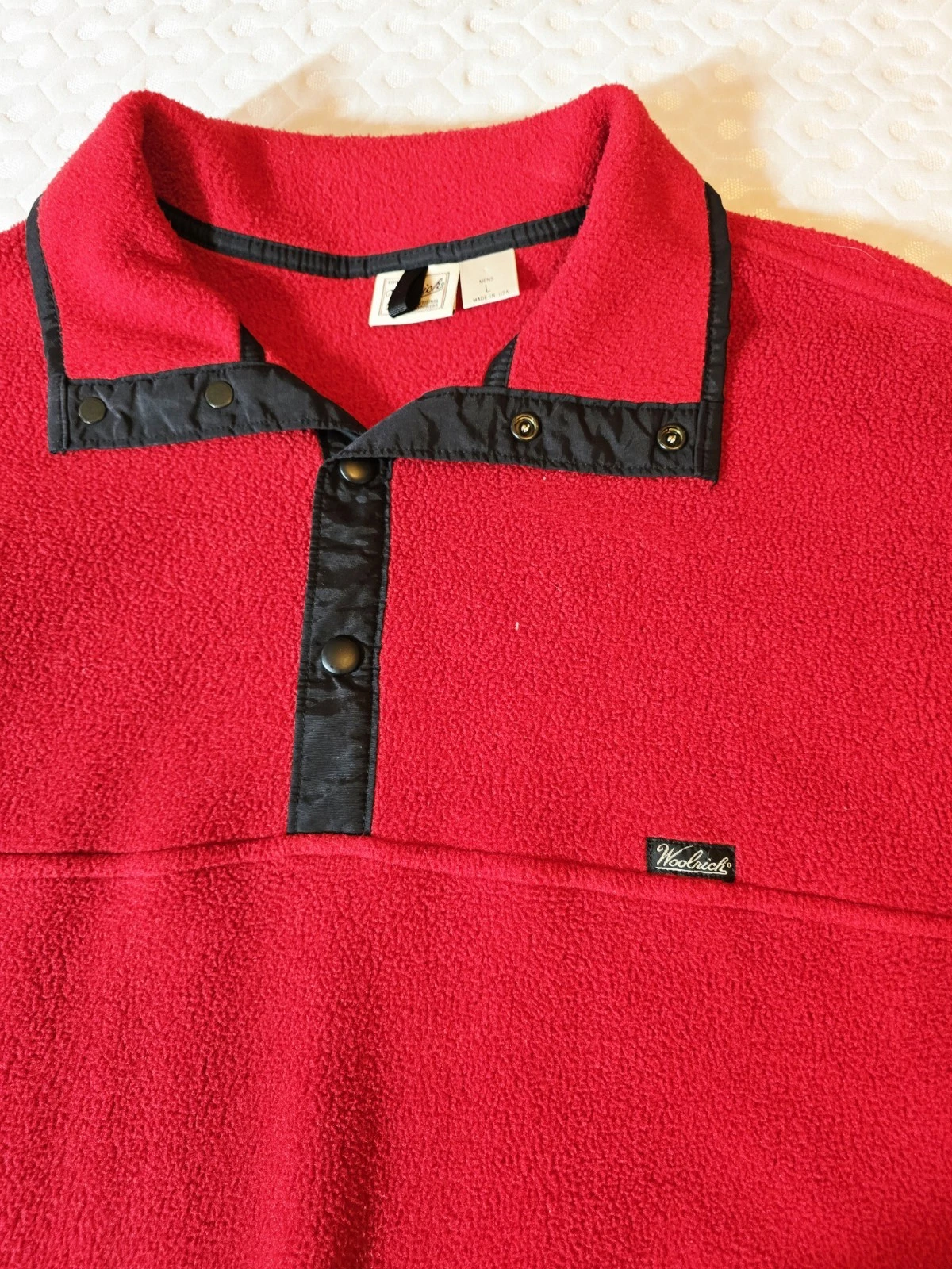 VETEMENTS Maglione vintage anni 80 90 Woolrich 1 4 bottoni pile rosso made in USA